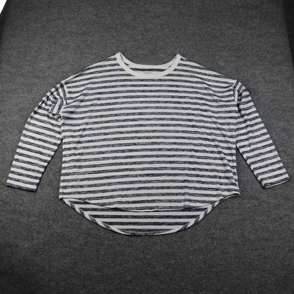 Time And Tru Shirt Womens 3XL White Blue Striped Long Sleeve Lightweight Top